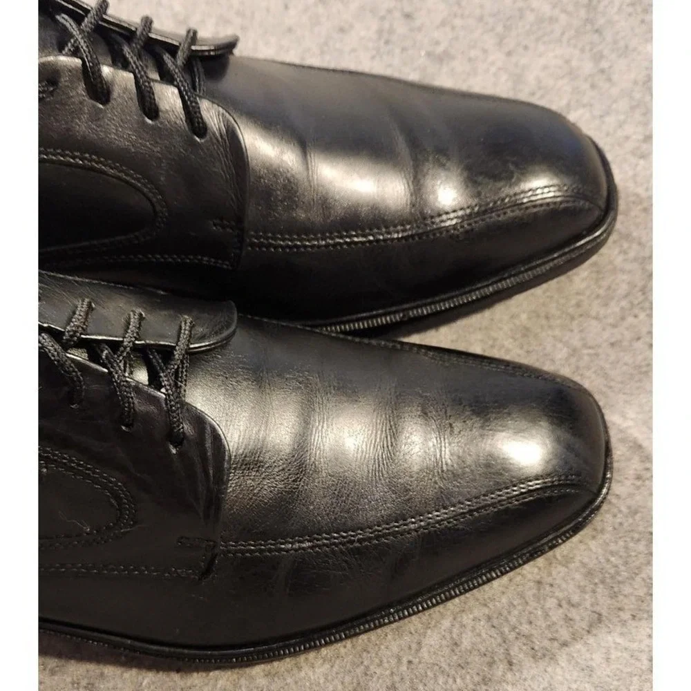 Ecco‎ Shoes Mens Size 9.5 Black Leather Derby Dress Lace Up Comfort Shock Point
